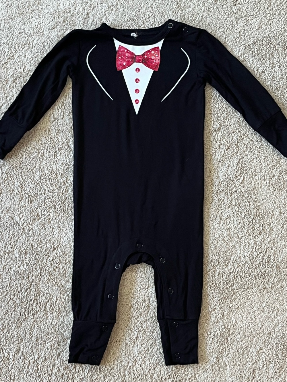 Posh Peanut Long Sleeve Tuxedo Jumpsuit Onsei Black Costume Red Bow Tie